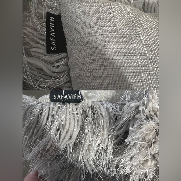 SAFAVIEH Two Large Gray Shag Metallic Silver Decorative Throw Pillows - Picture 11 of 17
